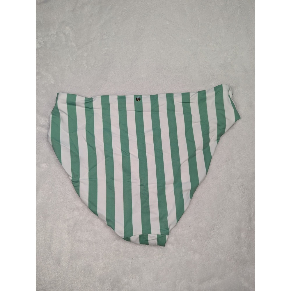 Victorias Secret Green White Striped High Waist Full Coverage Bikini Bottom L - Picture 5 of 5